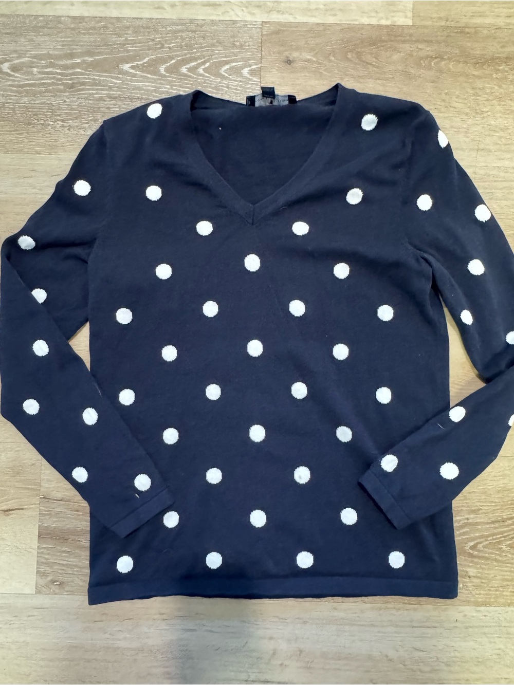 Tommy Hilfiger Navy V-Neck Polka Dot Long Sleeve Top
